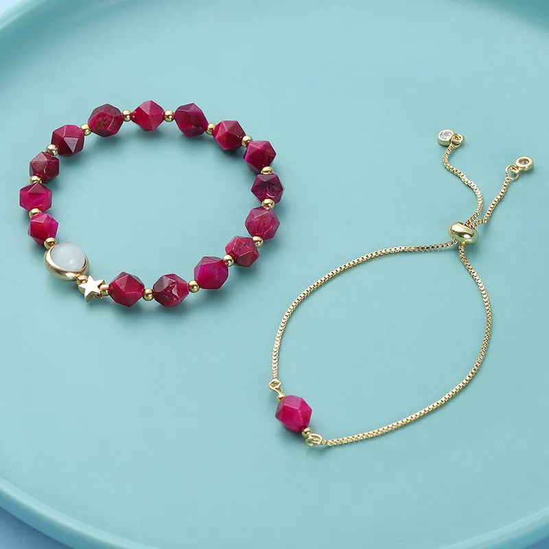 Niche Design Fishtail Transfer Rose Red Wangfu Stone Fox Bracelet Female