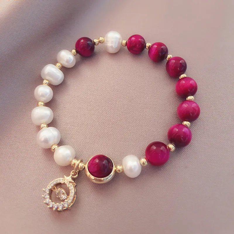 Niche Design Fishtail Transfer Rose Red Wangfu Stone Fox Bracelet Female