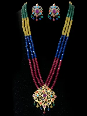 NS214 Meeraj necklace set ( navratan   ) ( SHIPS IN 3 WEEKS )