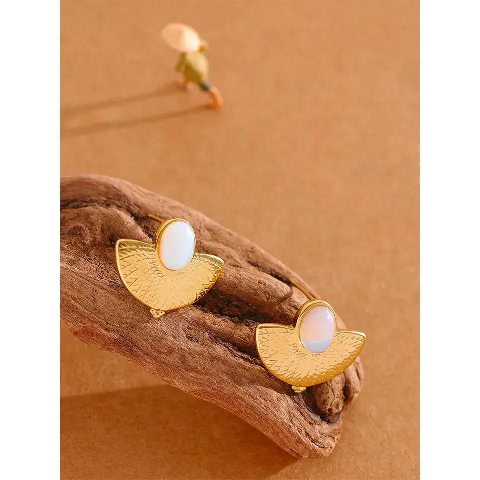 Opal Fan Stud Earrings