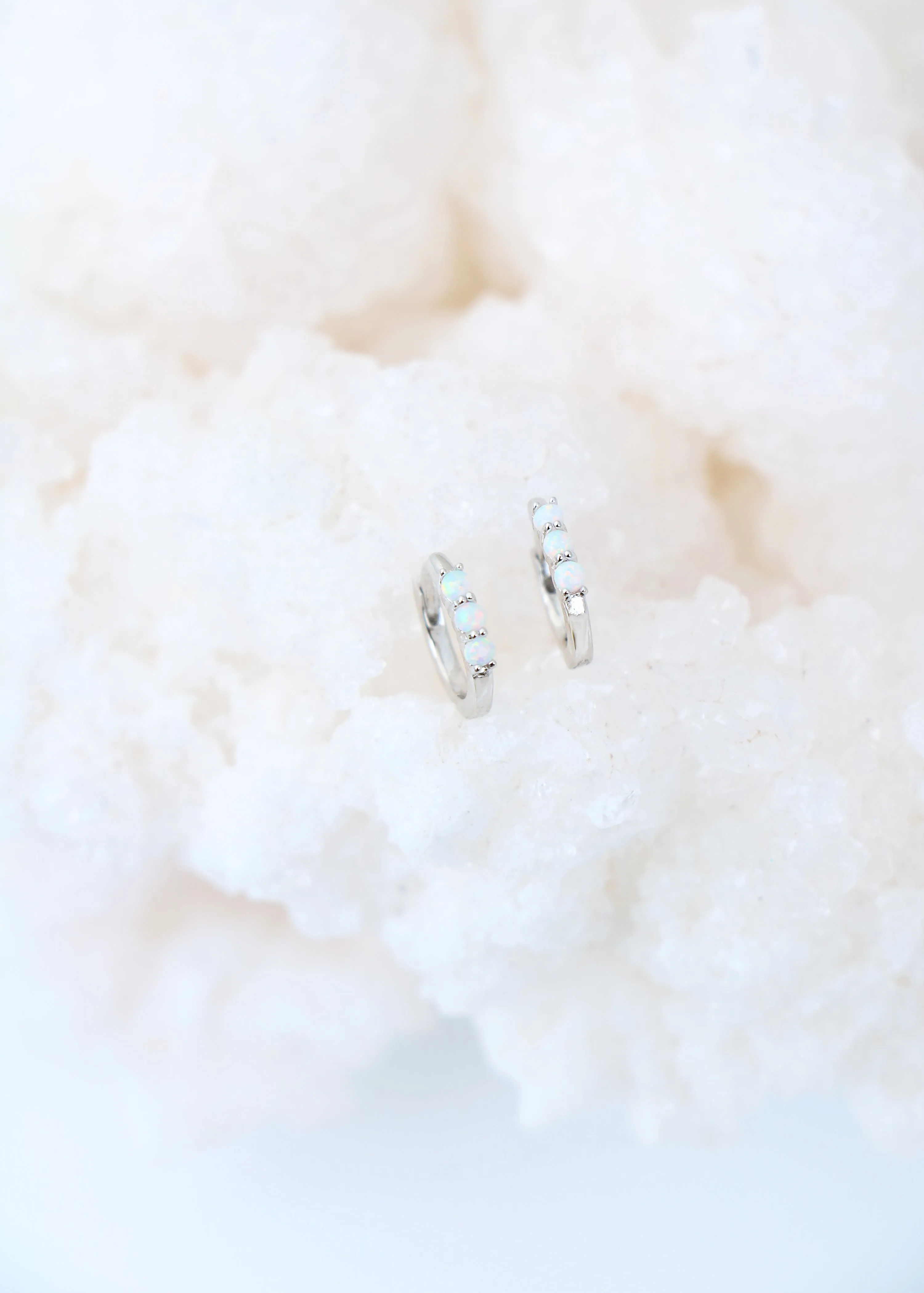 opal huggie hoops { silver   gold }