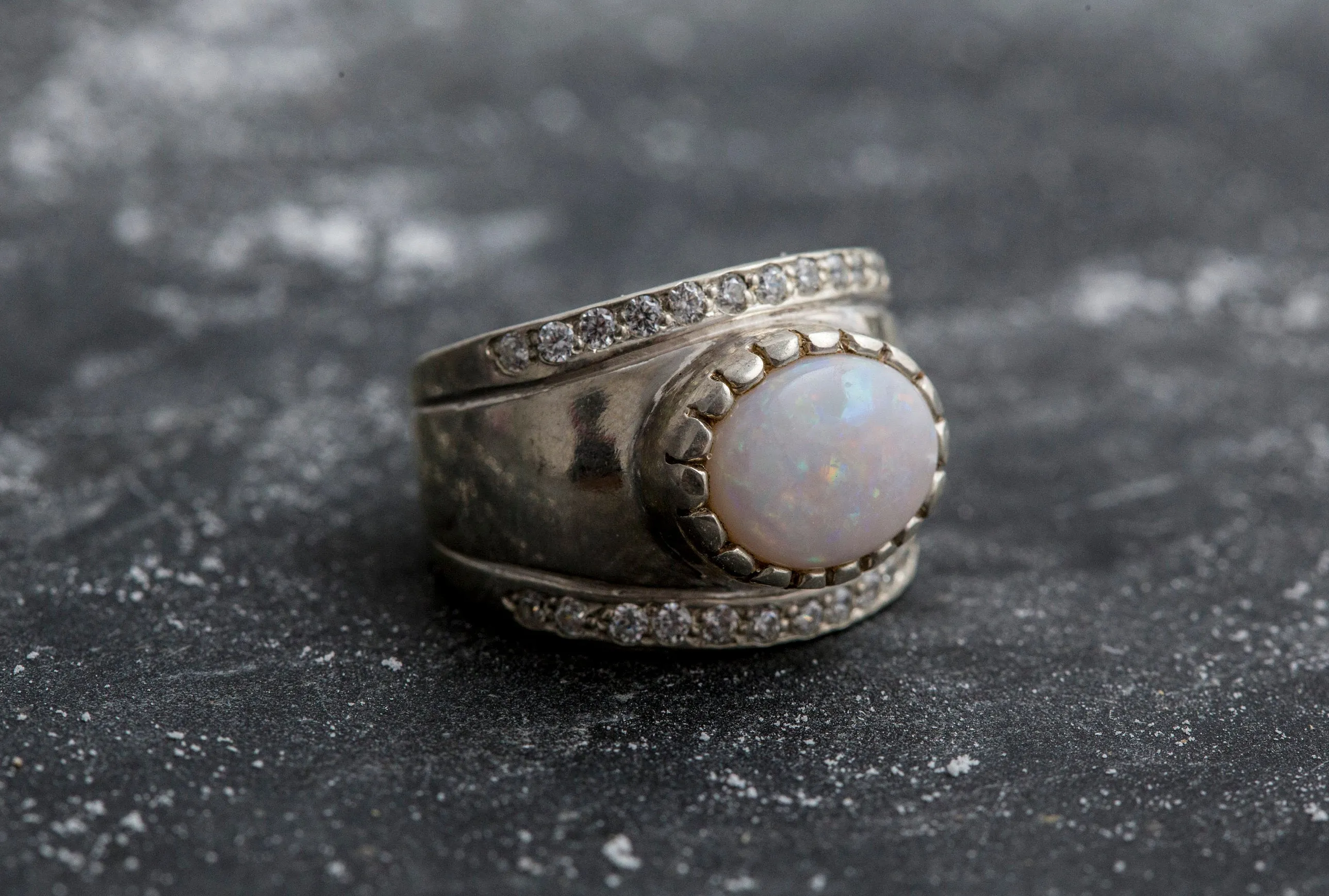 Opal Statement Ring - Dome Opal Ring - Opal Chunky Band