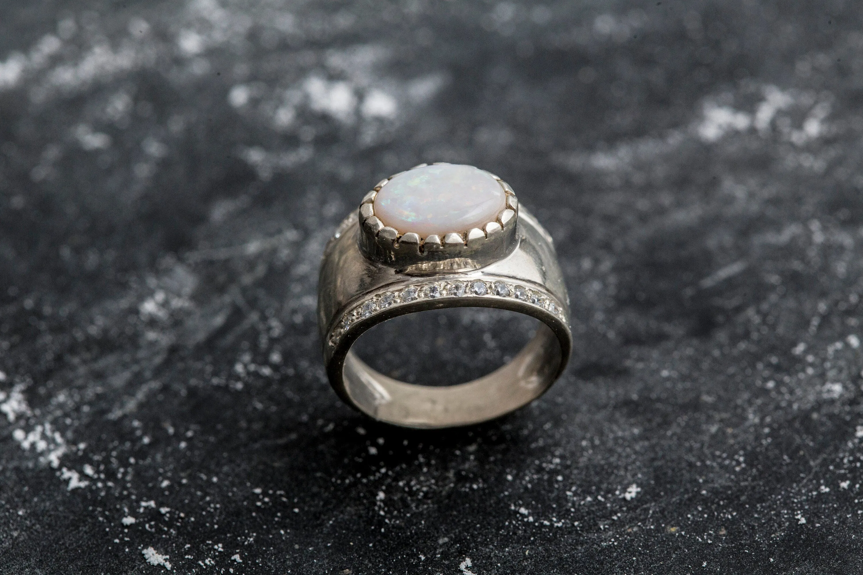 Opal Statement Ring - Dome Opal Ring - Opal Chunky Band