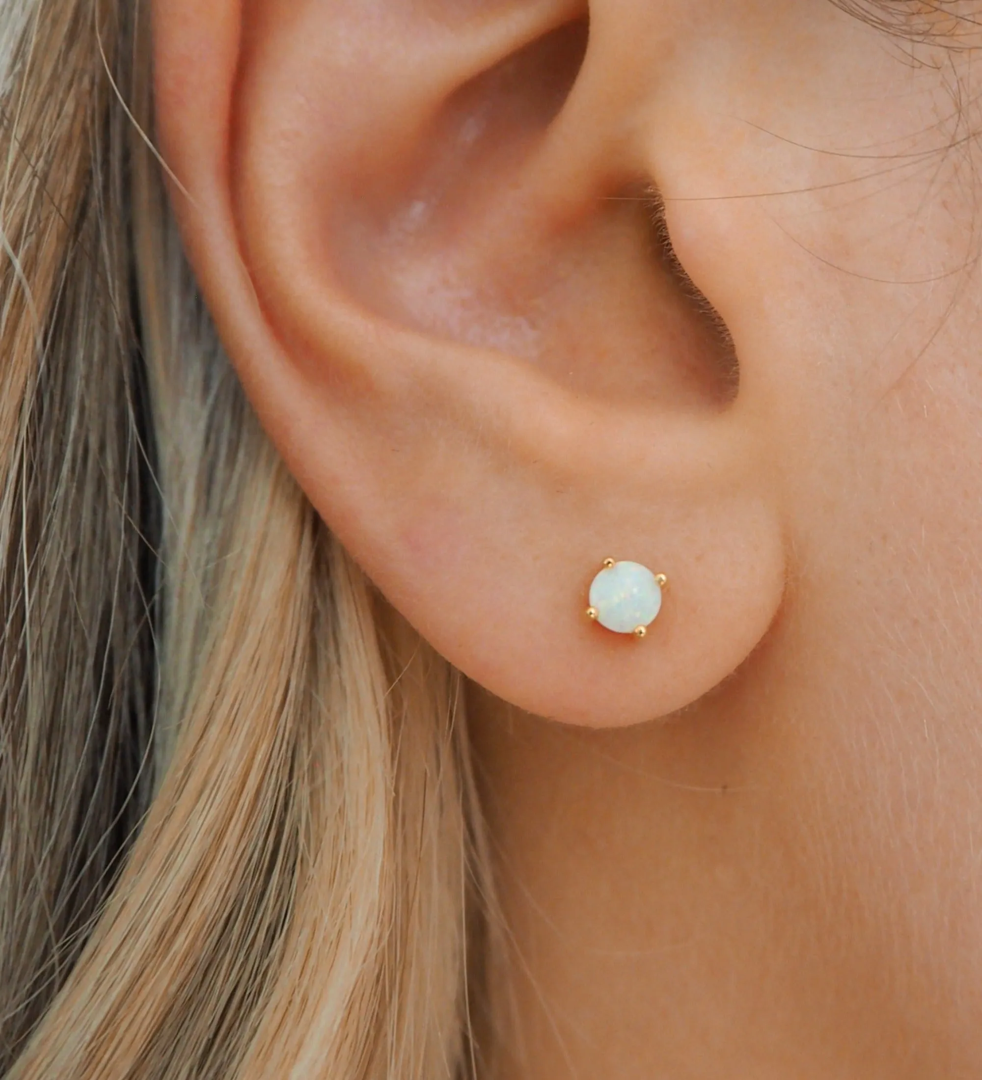 Opal Studs | White