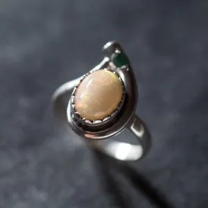 Opal Teardrop Ring - Fire Opal Ring - Two Stone Ring