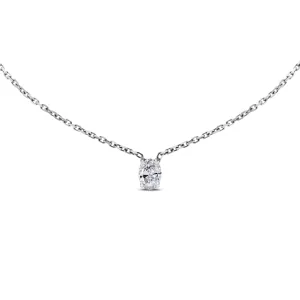 Oval Solitaire Pendant (0.80 ct Diamond) in White Gold