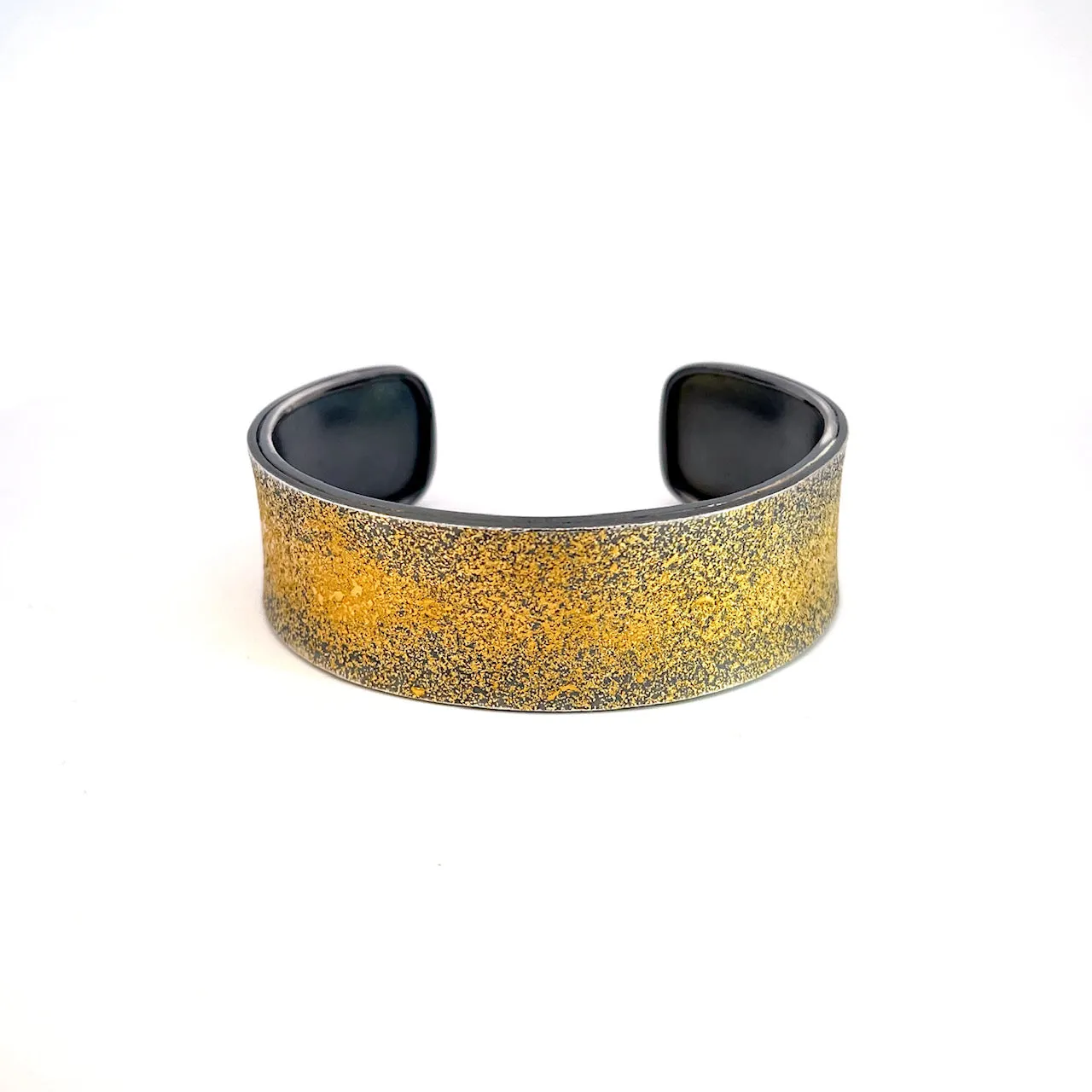 Oxidized Sterling Silver and 24k Gold "Fairy Dust" Narrow Cuff