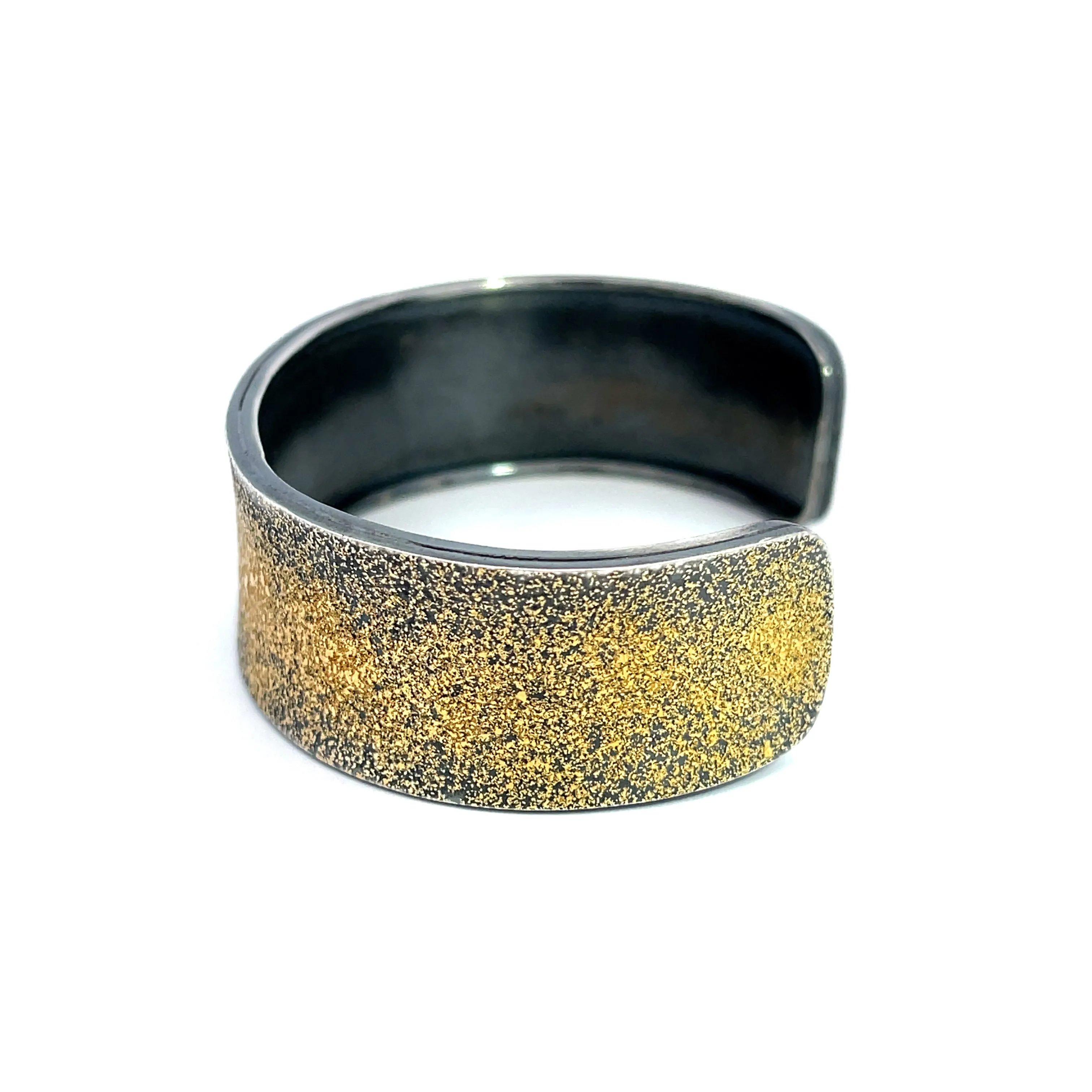 Oxidized Sterling Silver and 24k Gold "Fairy Dust" Narrow Cuff