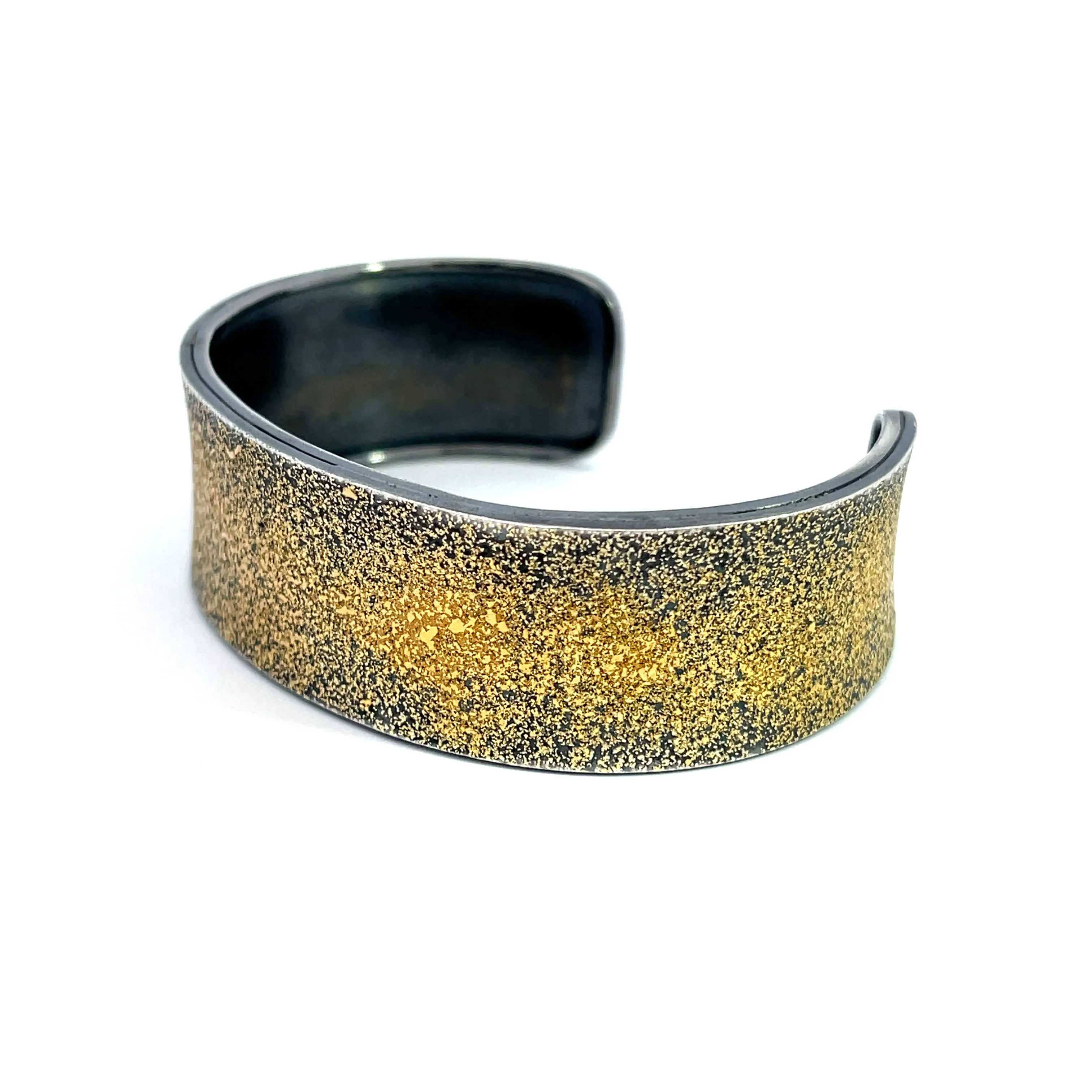 Oxidized Sterling Silver and 24k Gold "Fairy Dust" Narrow Cuff