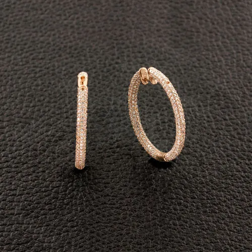 Pave Diamond Hoop Earrings