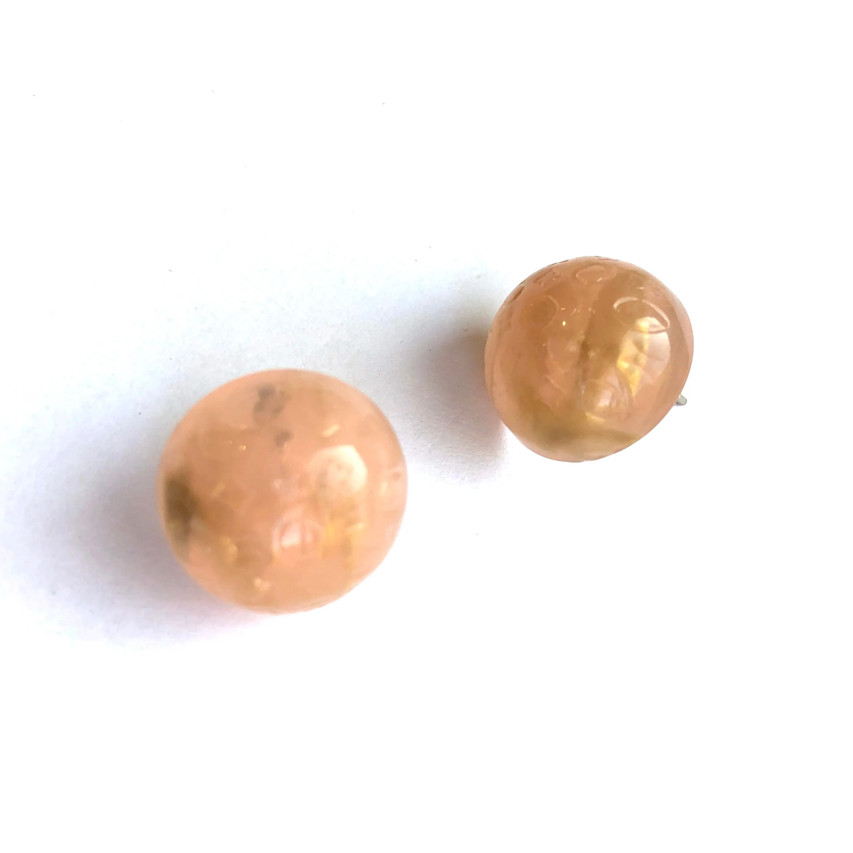 Peach & Gold Metallic Dotted Marbled Retro Button Studs