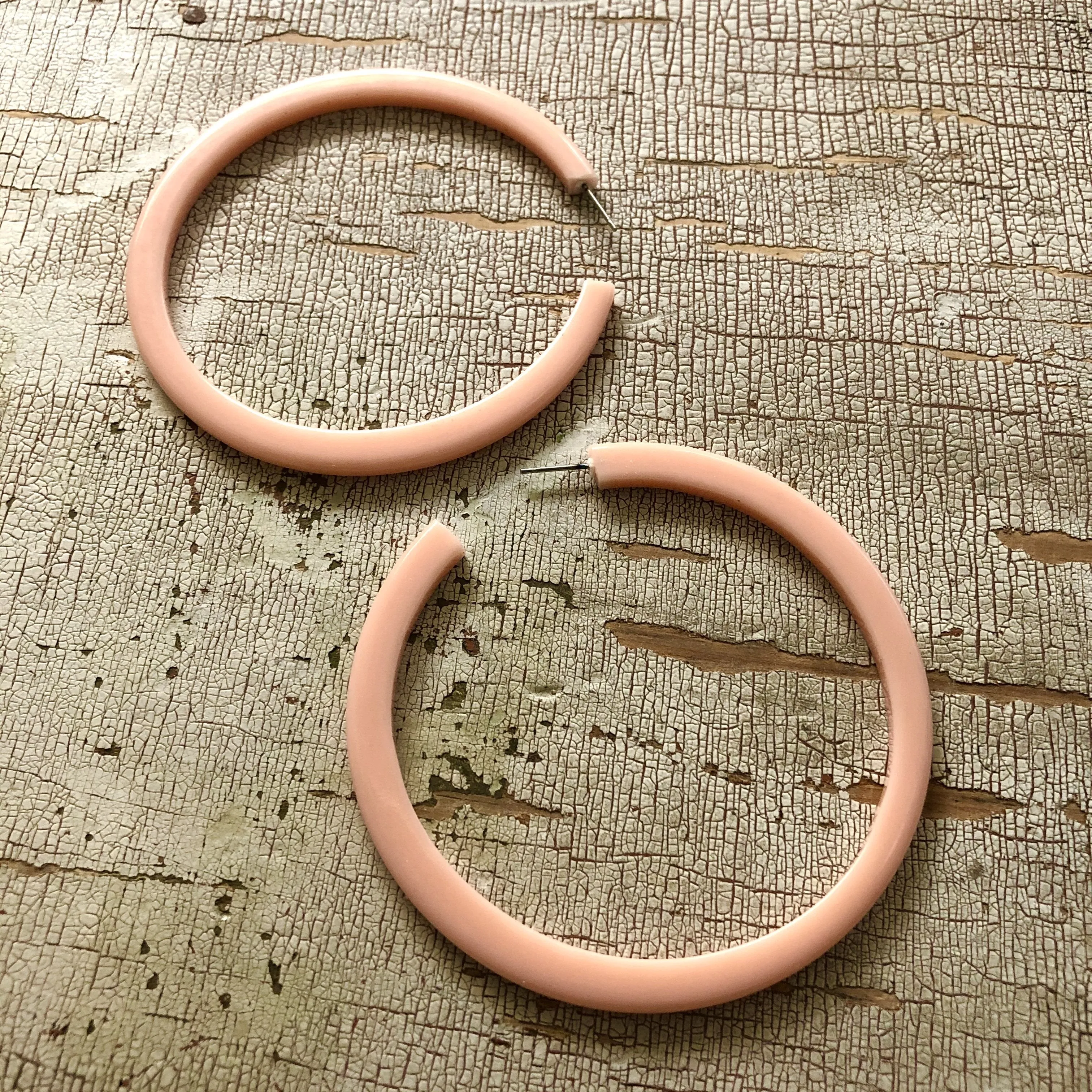 Peach Bangle Hoop Earrings 3 Inch