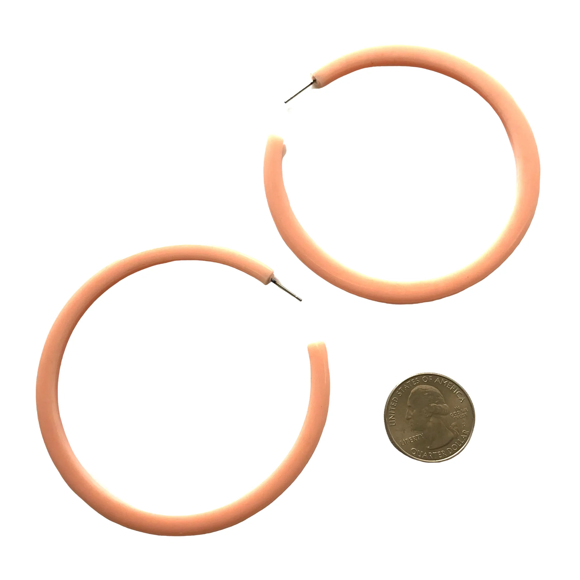 Peach Bangle Hoop Earrings 3 Inch