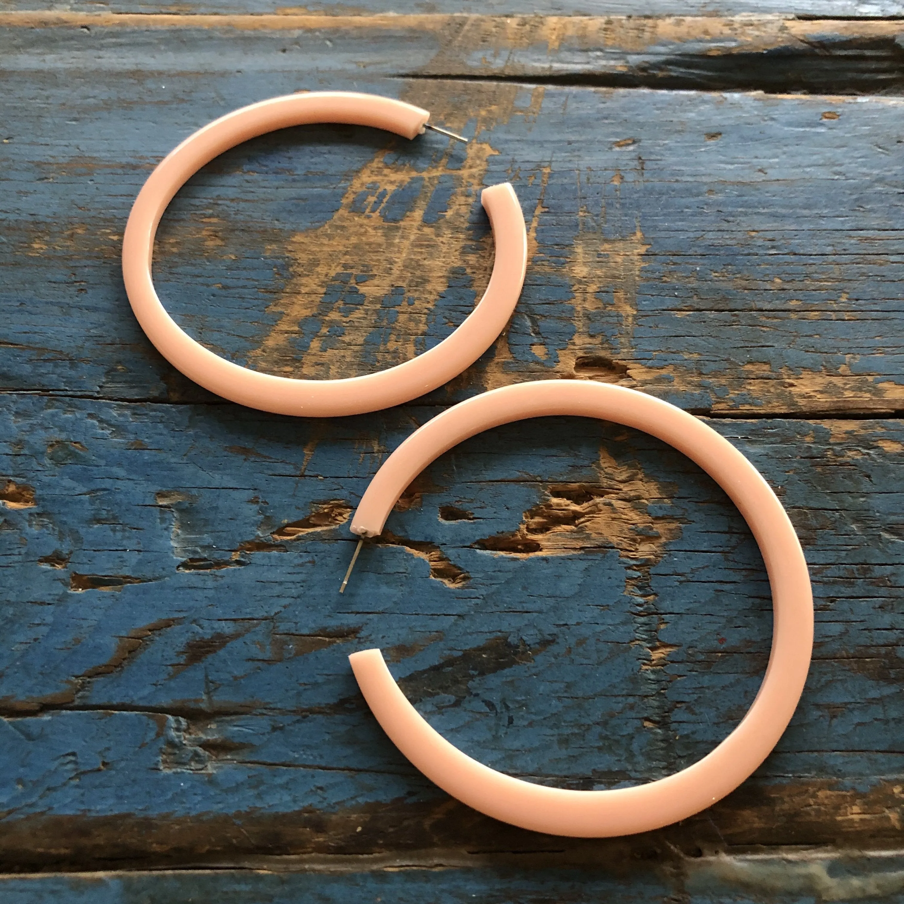 Peach Bangle Hoop Earrings 3 Inch