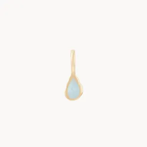 pear aquamarine march mood birthstone charm - 10k yellow gold, aquamarine