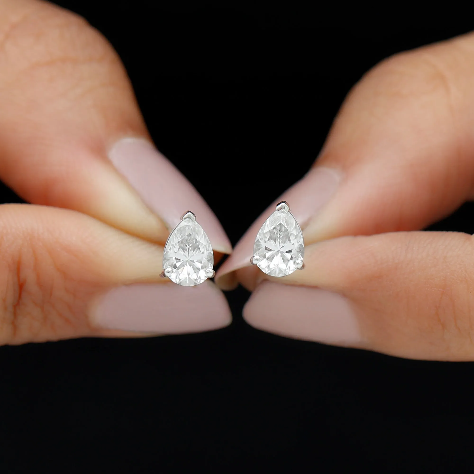 Pear Shape Lab Grown Diamond Solitaire Stud Earrings