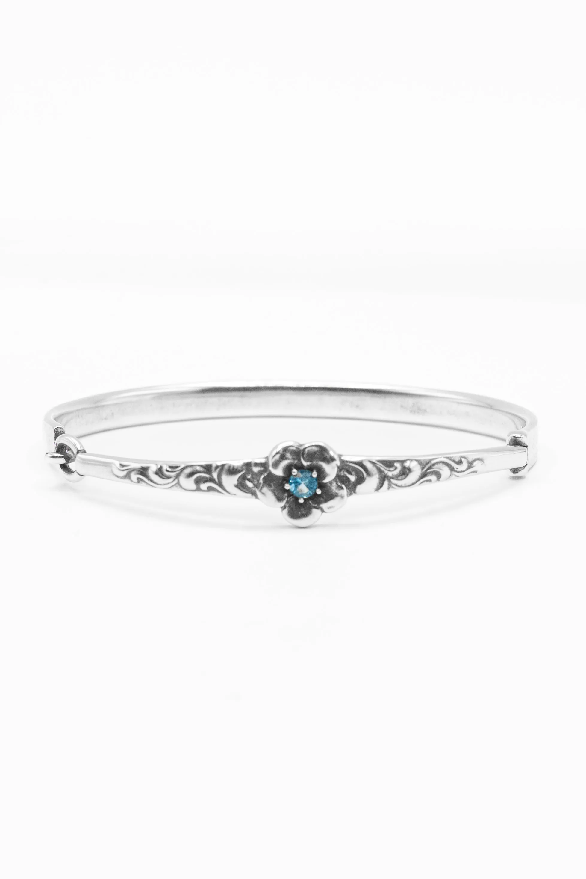 Petal Bangle Bracelet with Swiss Blue Topaz