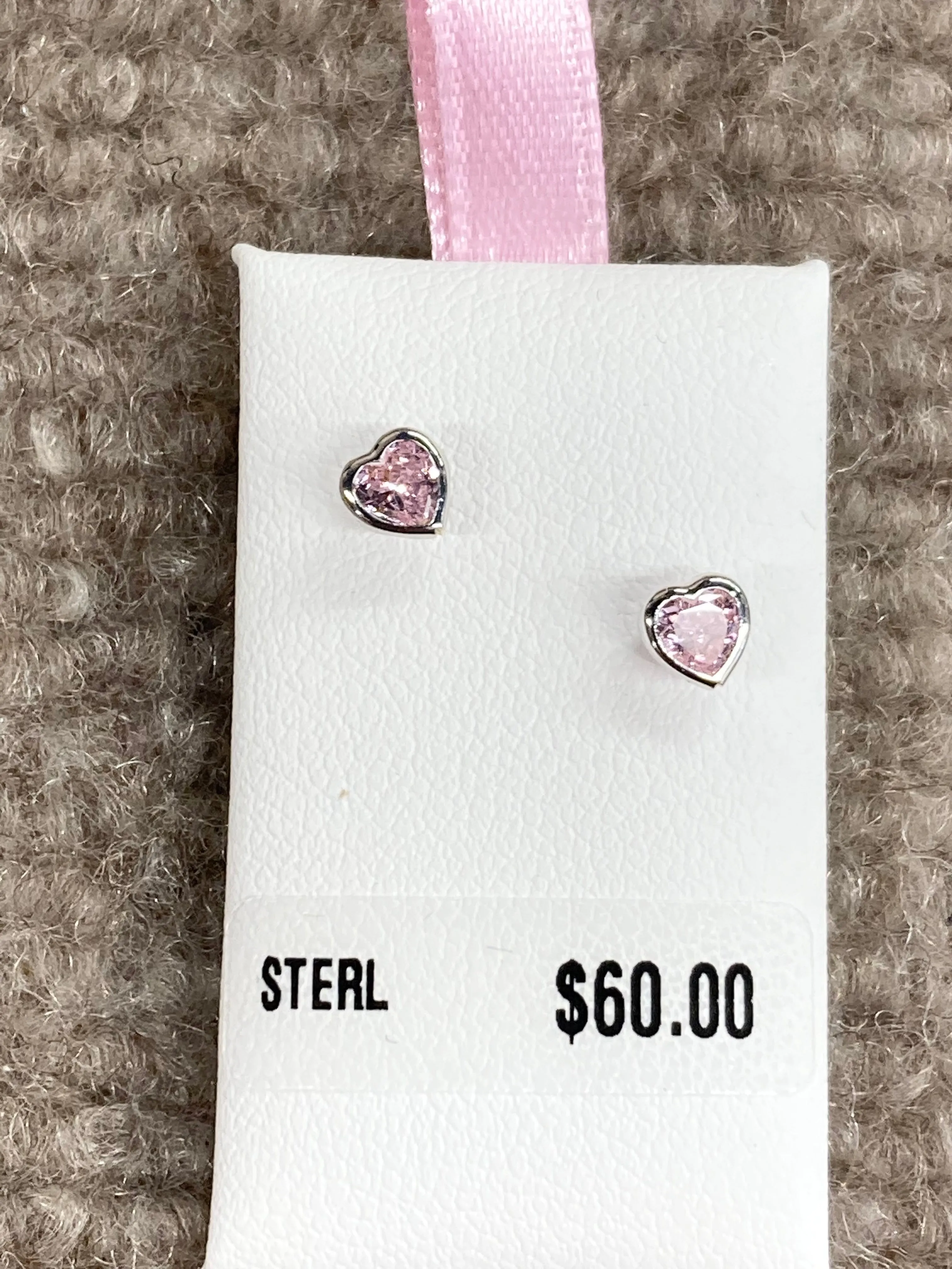 Pink Cubic Zirconia Silver Baby Earrings