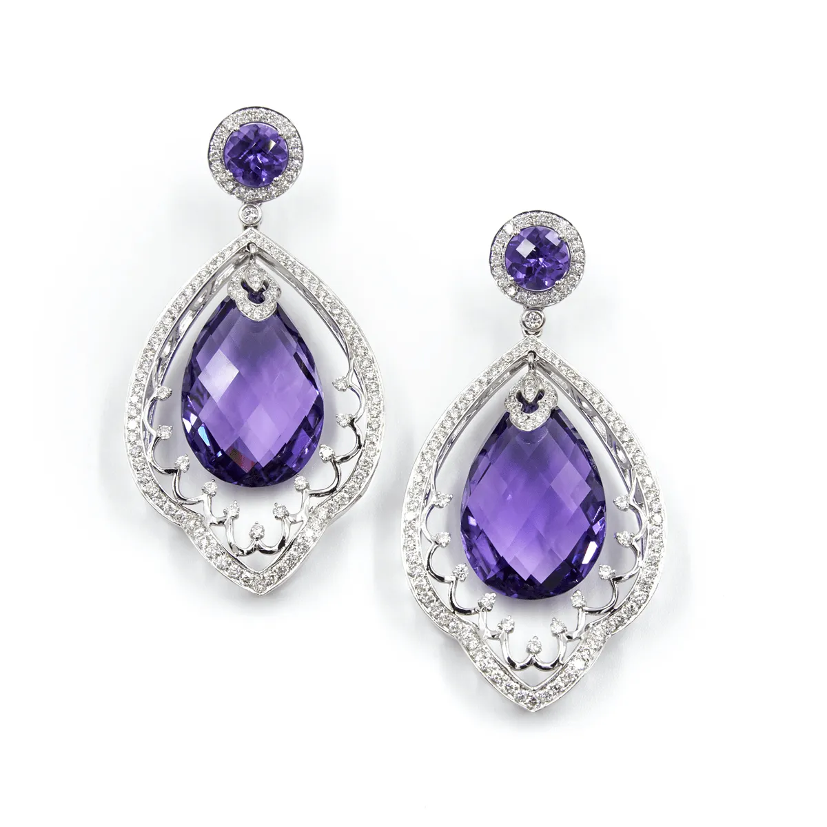 Queen Amina - Amethyst and Diamond  Earrings