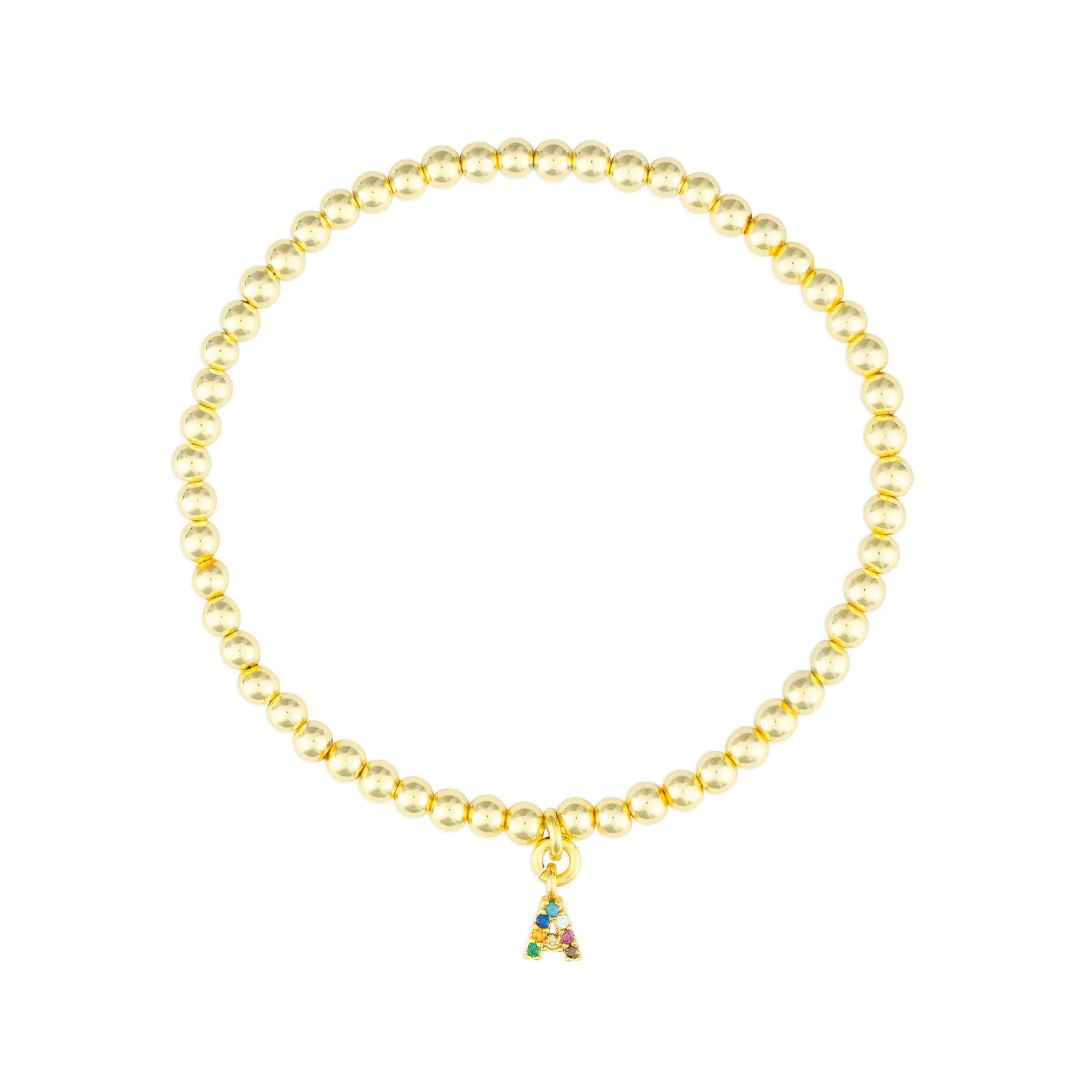 RAINBOW CZ IDENTITY BRACELET GOLD - CHOOSE YOUR INITIAL