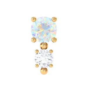 Real Ethiopian Opal and Diamond Two Stone Tragus Earring