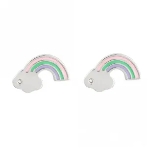 Recycled Silver & Enamel Rainbow Stud Earrings E6157