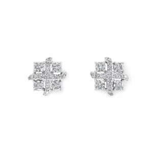 Round Brilliant Cut Diamond Earrings in White Gold