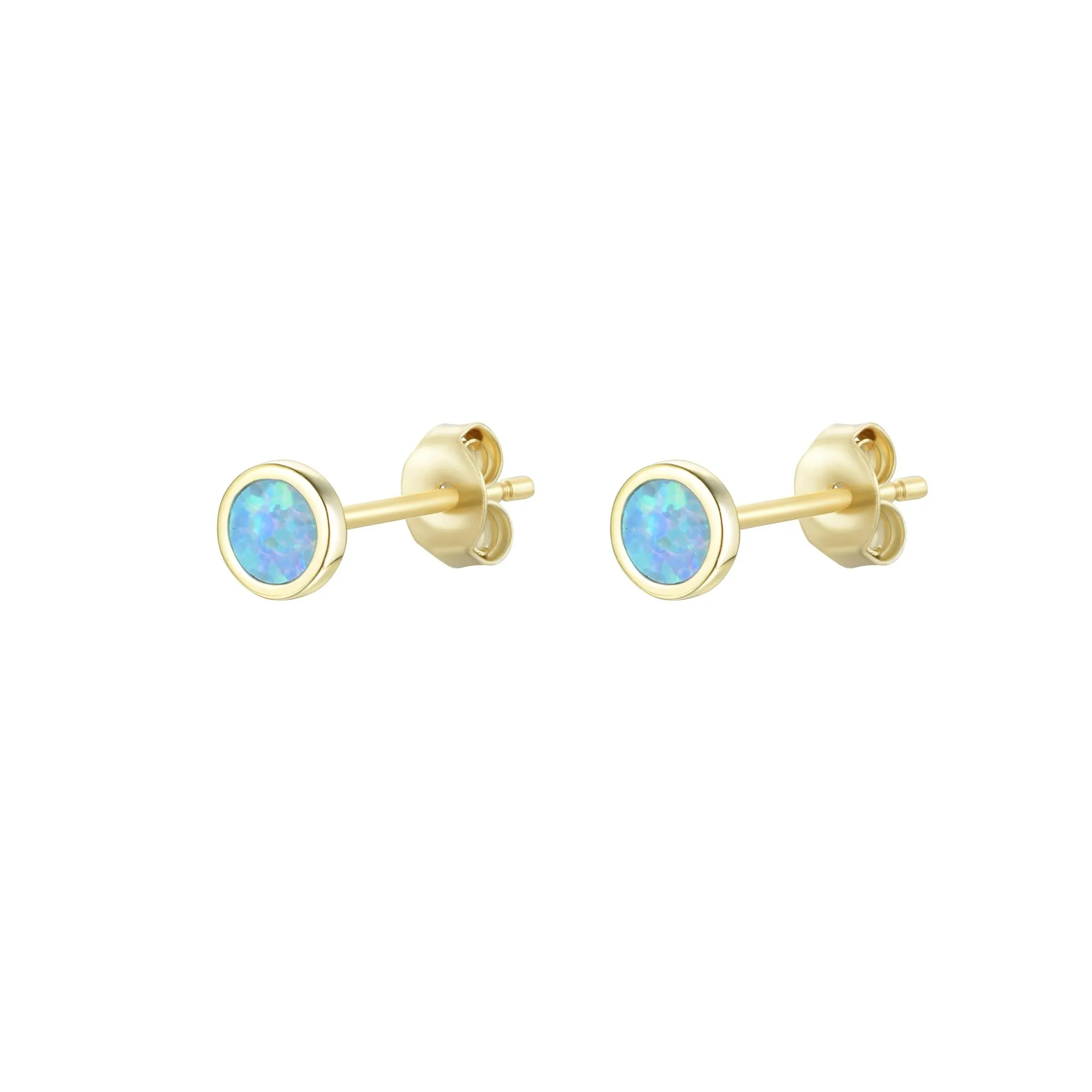 Round Opal Stud Earrings