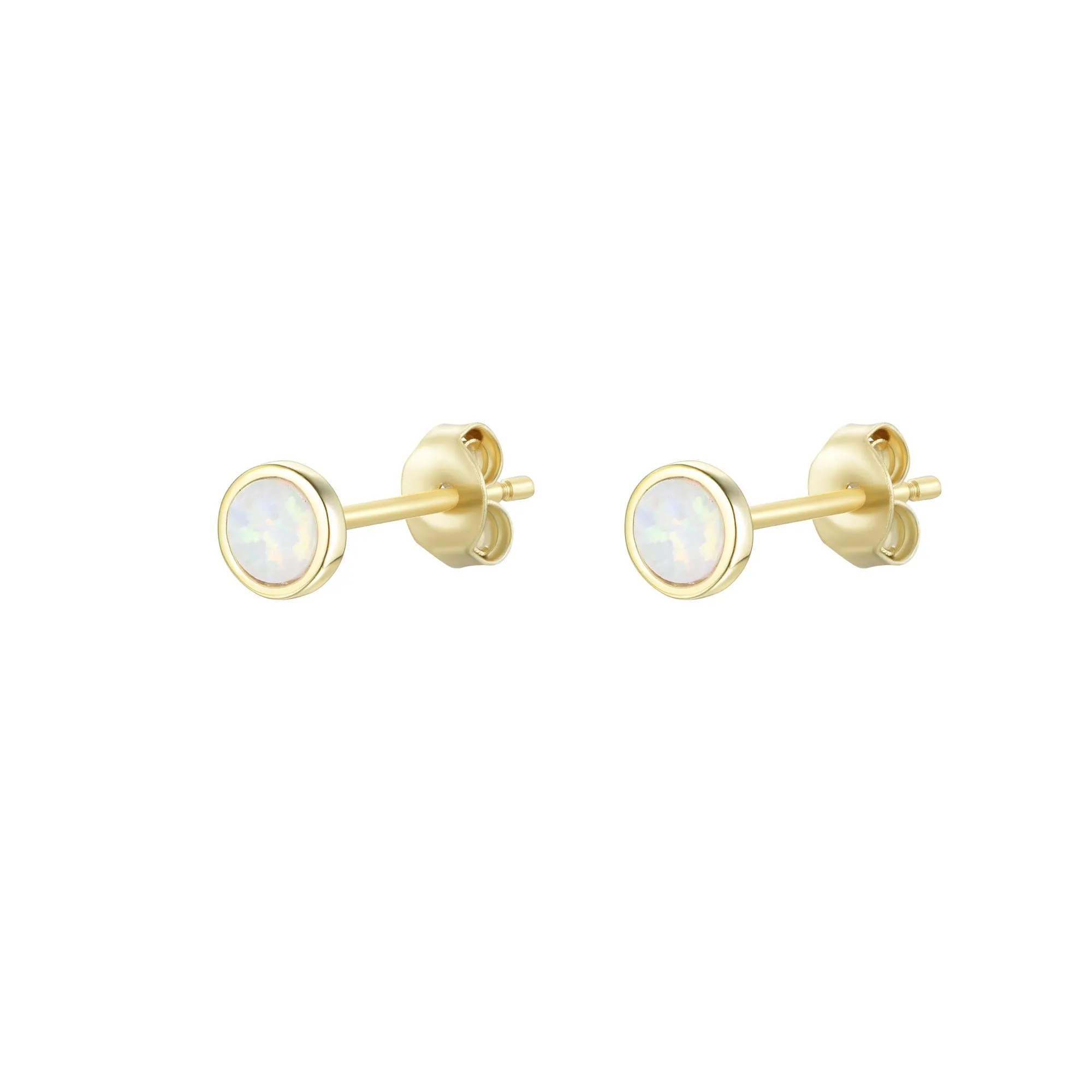 Round Opal Stud Earrings