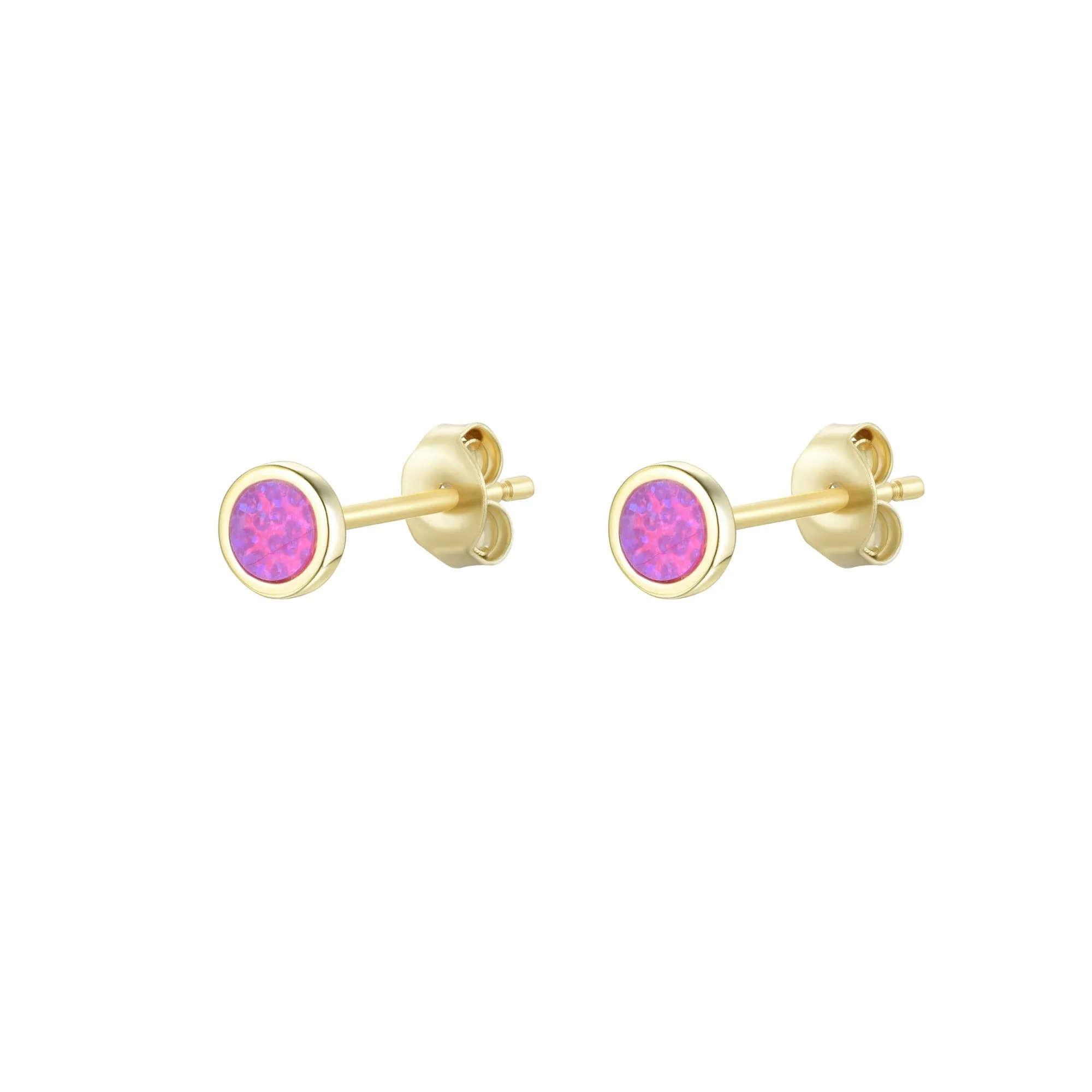 Round Opal Stud Earrings