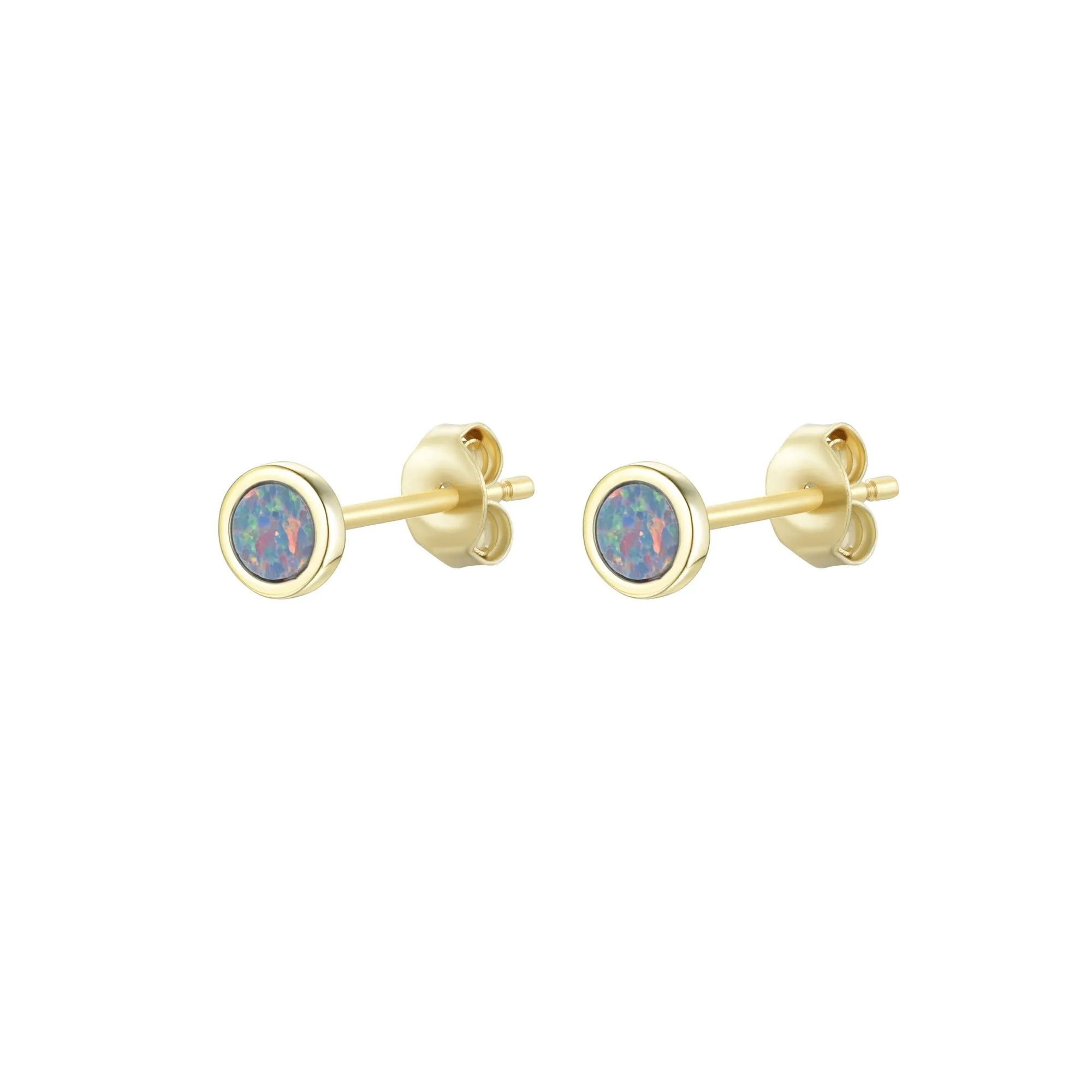 Round Opal Stud Earrings