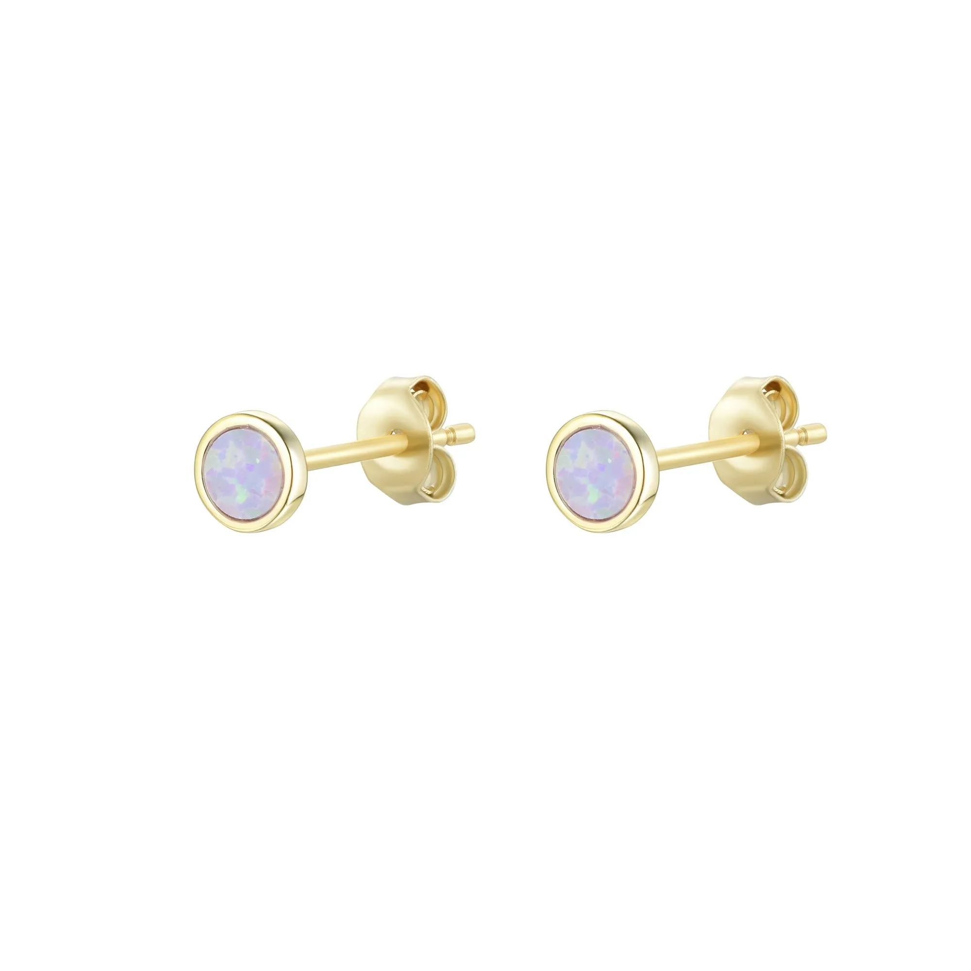 Round Opal Stud Earrings