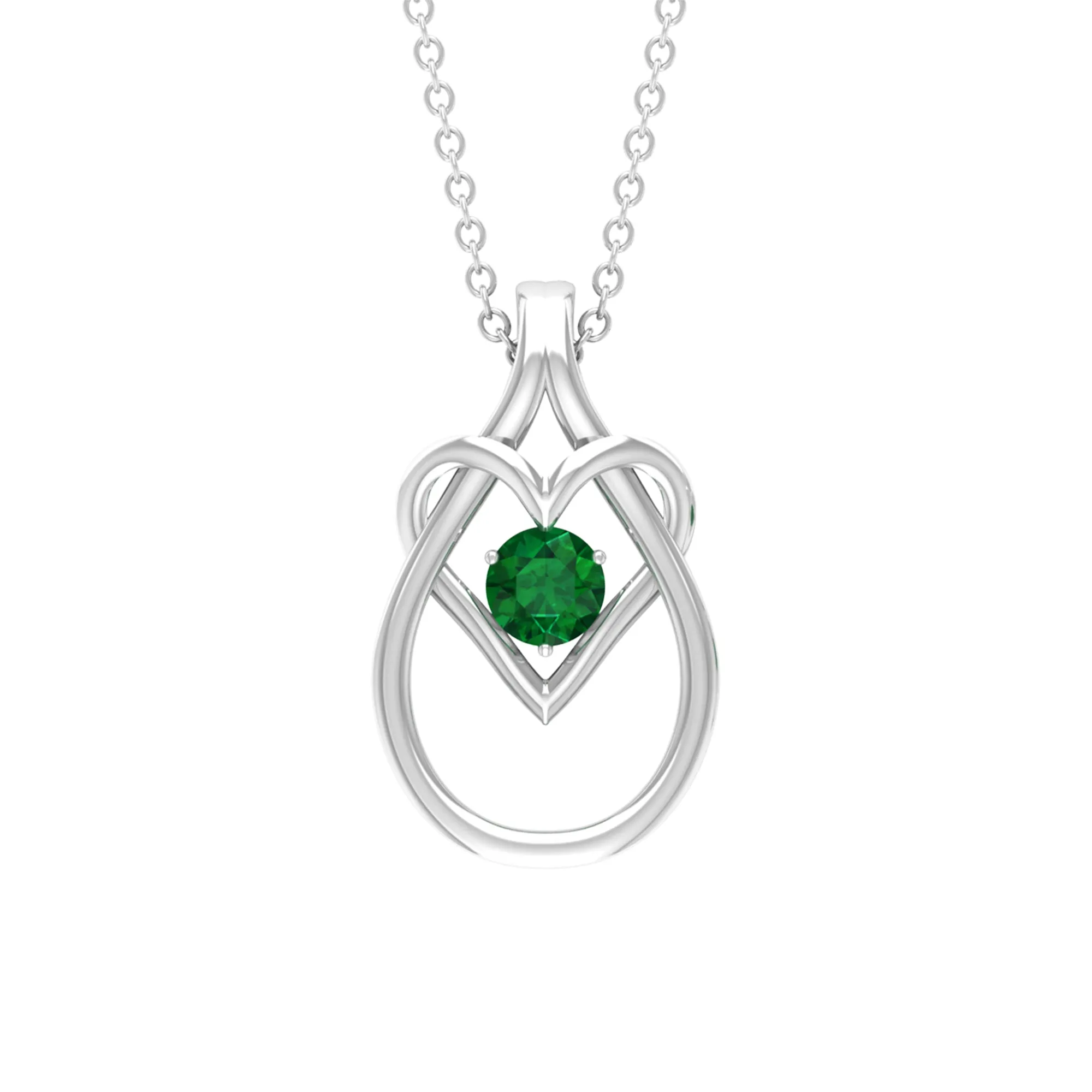 Round Shape Solitaire Emerald Teardrop Heart Pendant