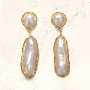 Sable Golden Pearl Dangling Earrings