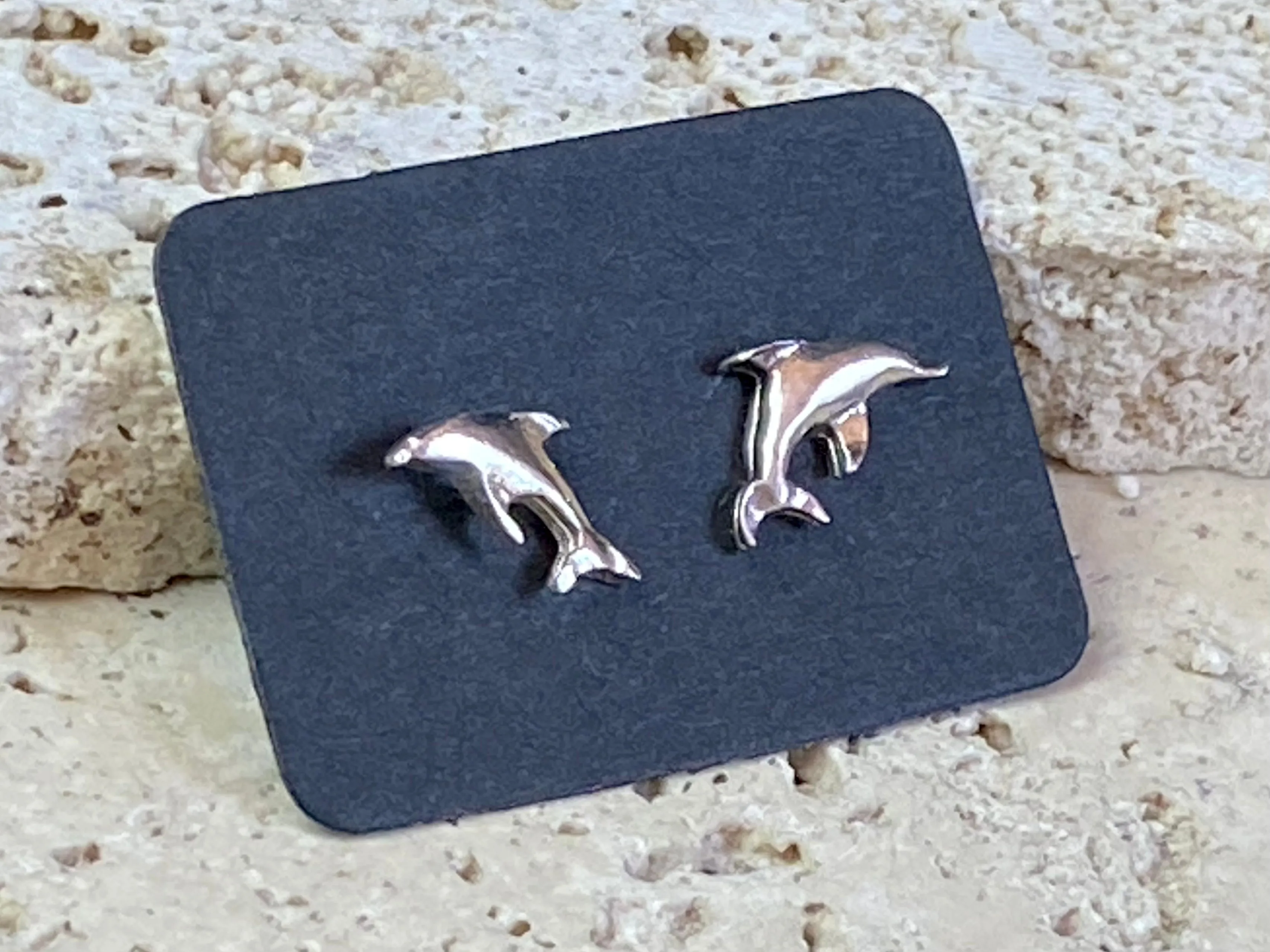 Silver Dolphin Stud Earrings