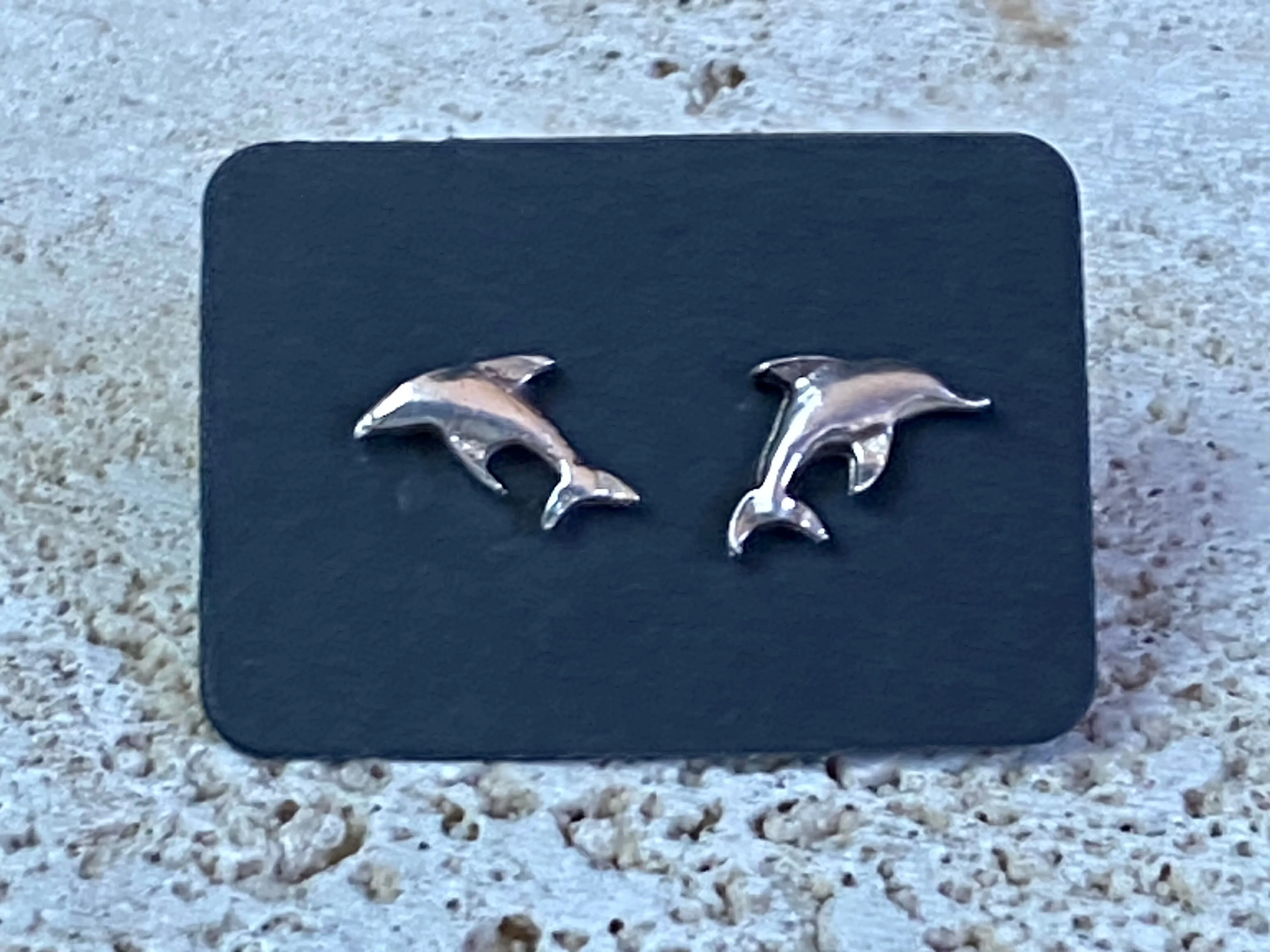 Silver Dolphin Stud Earrings