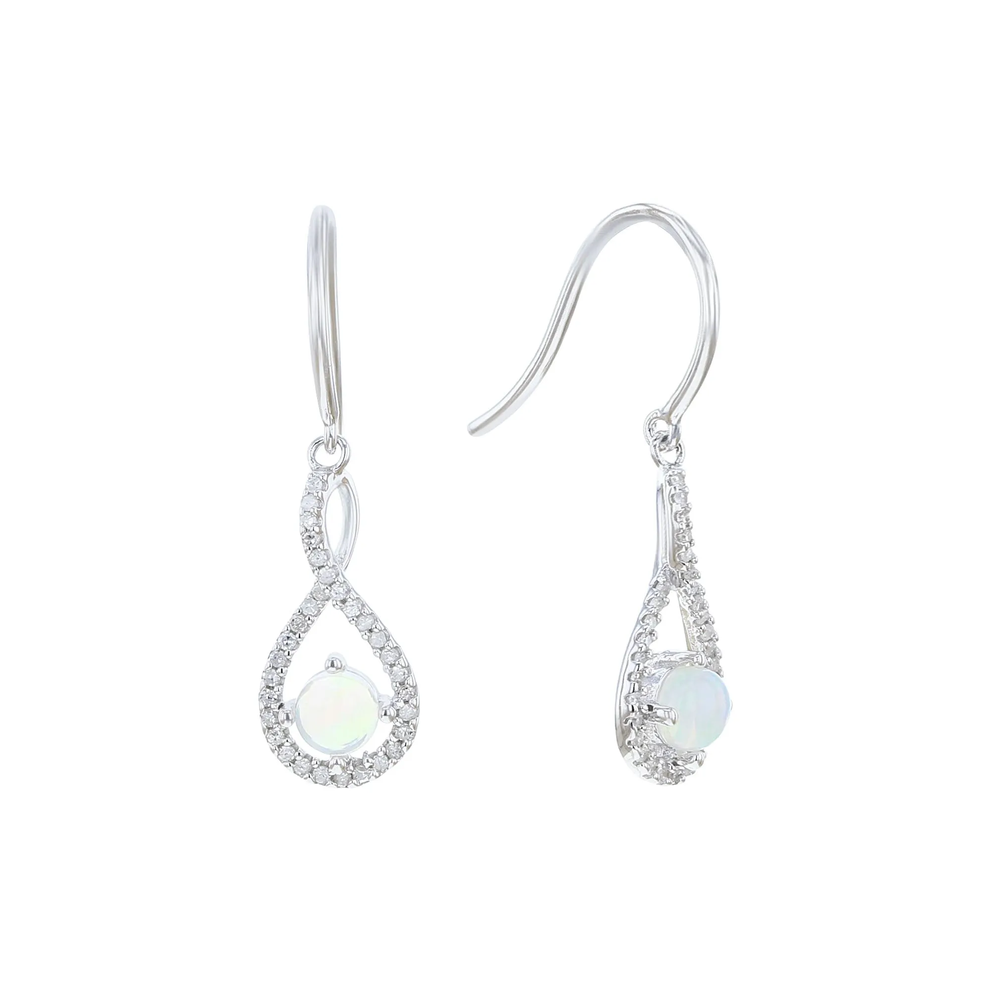 Silver Limitless Opal & Diamond Drop Earrings