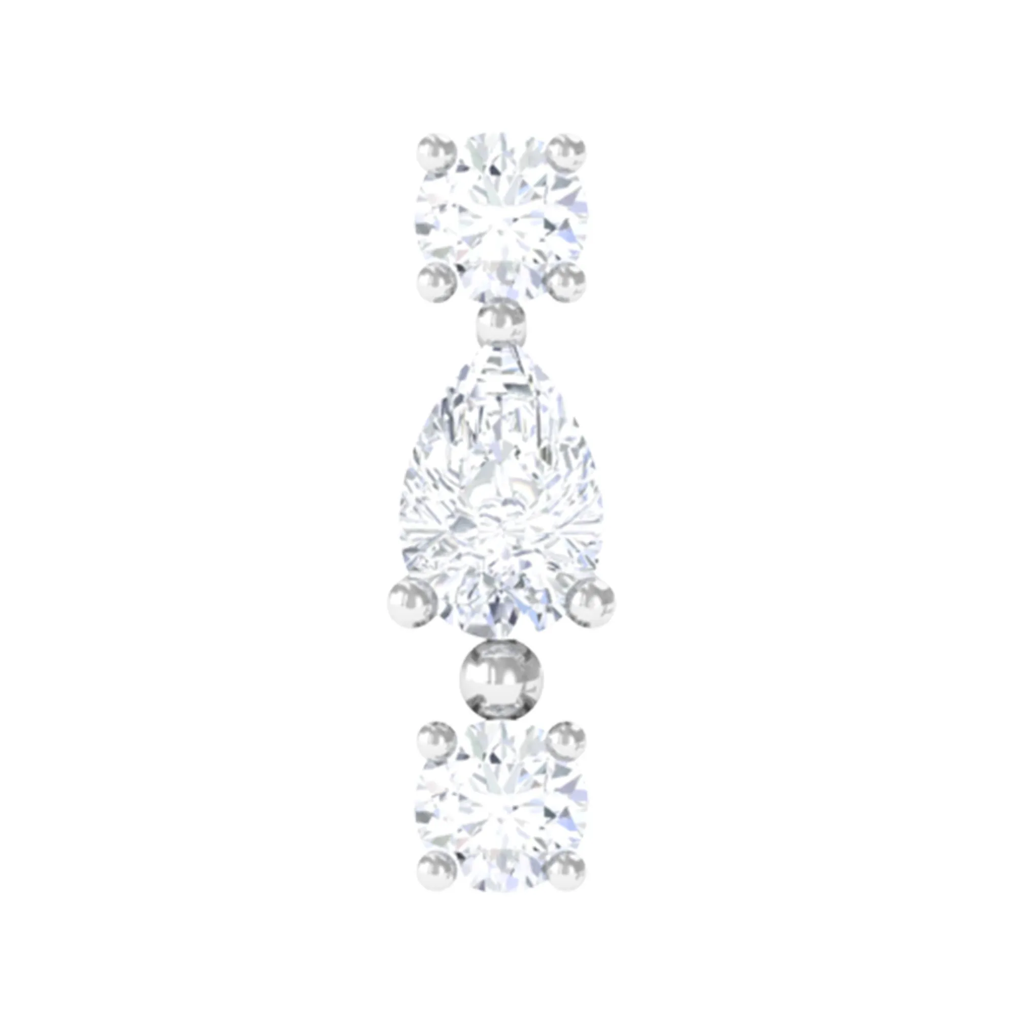 Simple Three Diamond Cartilage Earring with Flat Back