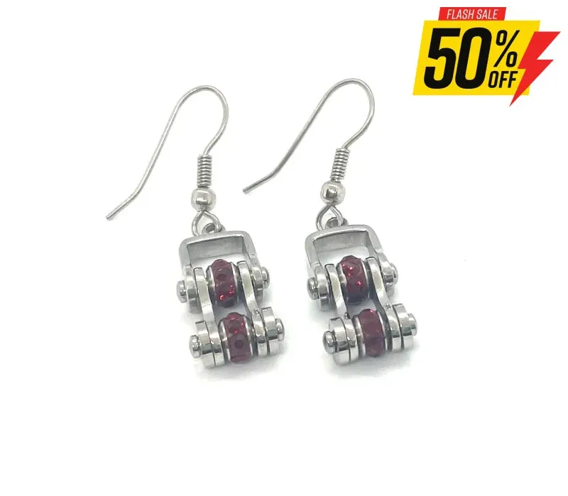 SK2209E January Edition Earring Garnet Imitation Crystal Centers