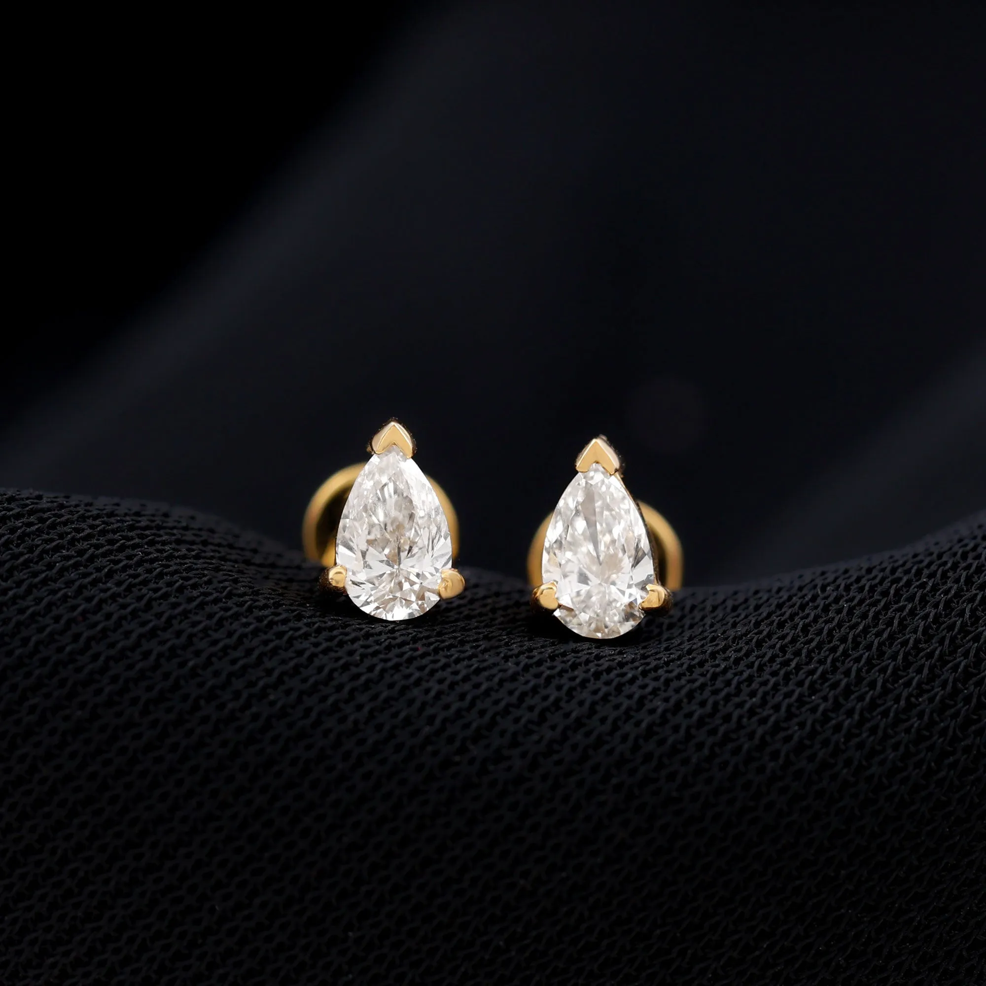 Solitaire Pear Shape Diamond Earring for Tragus Piercing