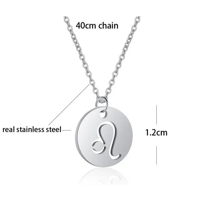 Stainless Steel 12 Constellation Star Zodiac Sign Pendant