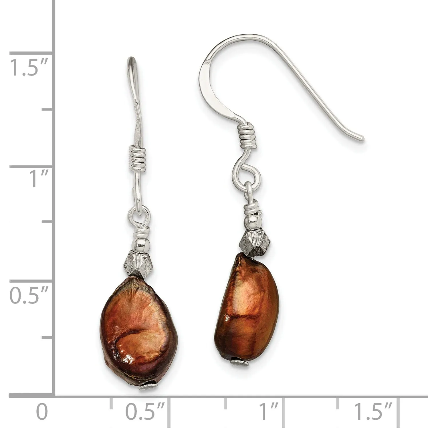 Sterling Silver Brown Pearl Drop Earrings