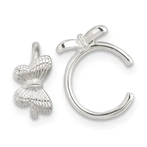 Sterling Silver E-Coating Butterfly Pair of 2 Ear Cuffs