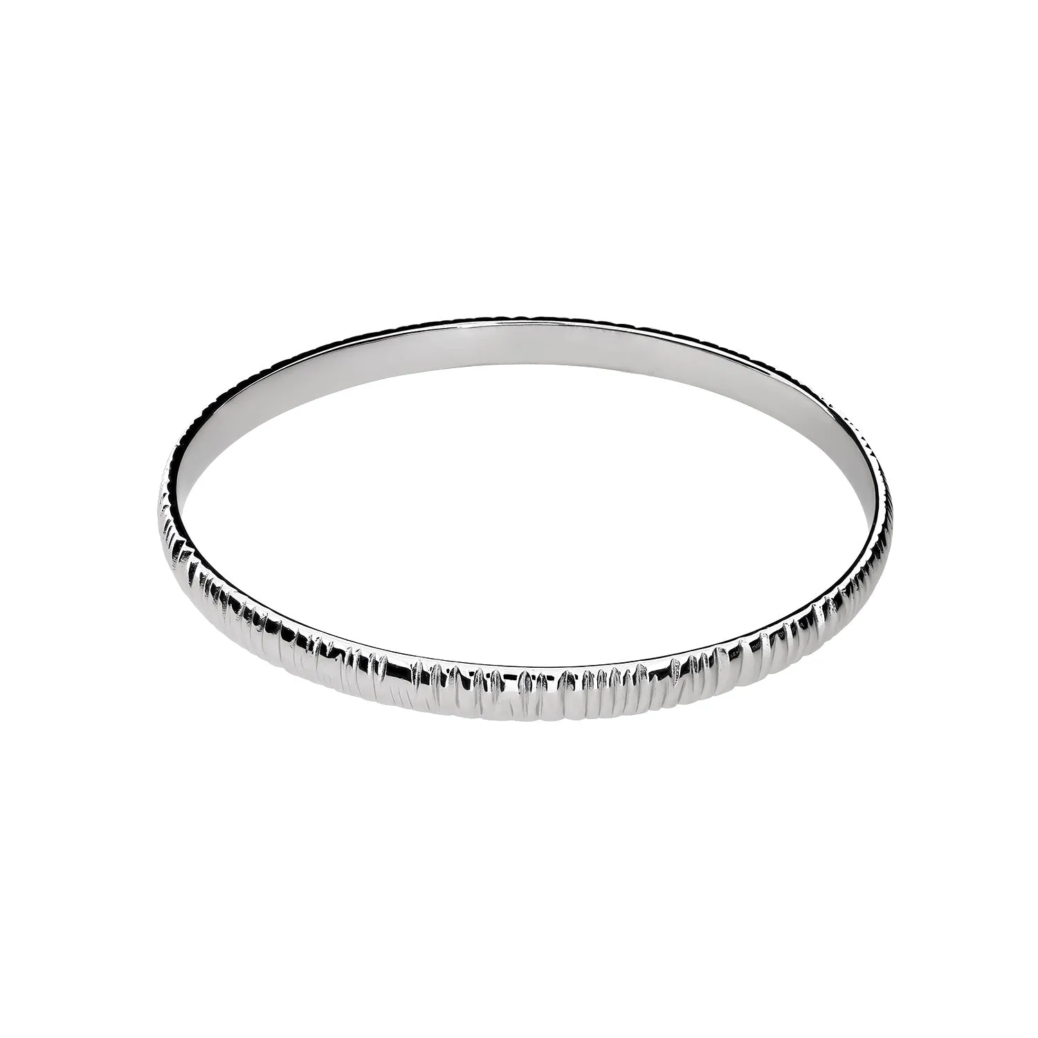 Sterling Silver Grooved Elements Bangle