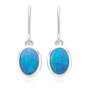 Sterling Silver Oval Cut 7x5mm Black Opal Earrings