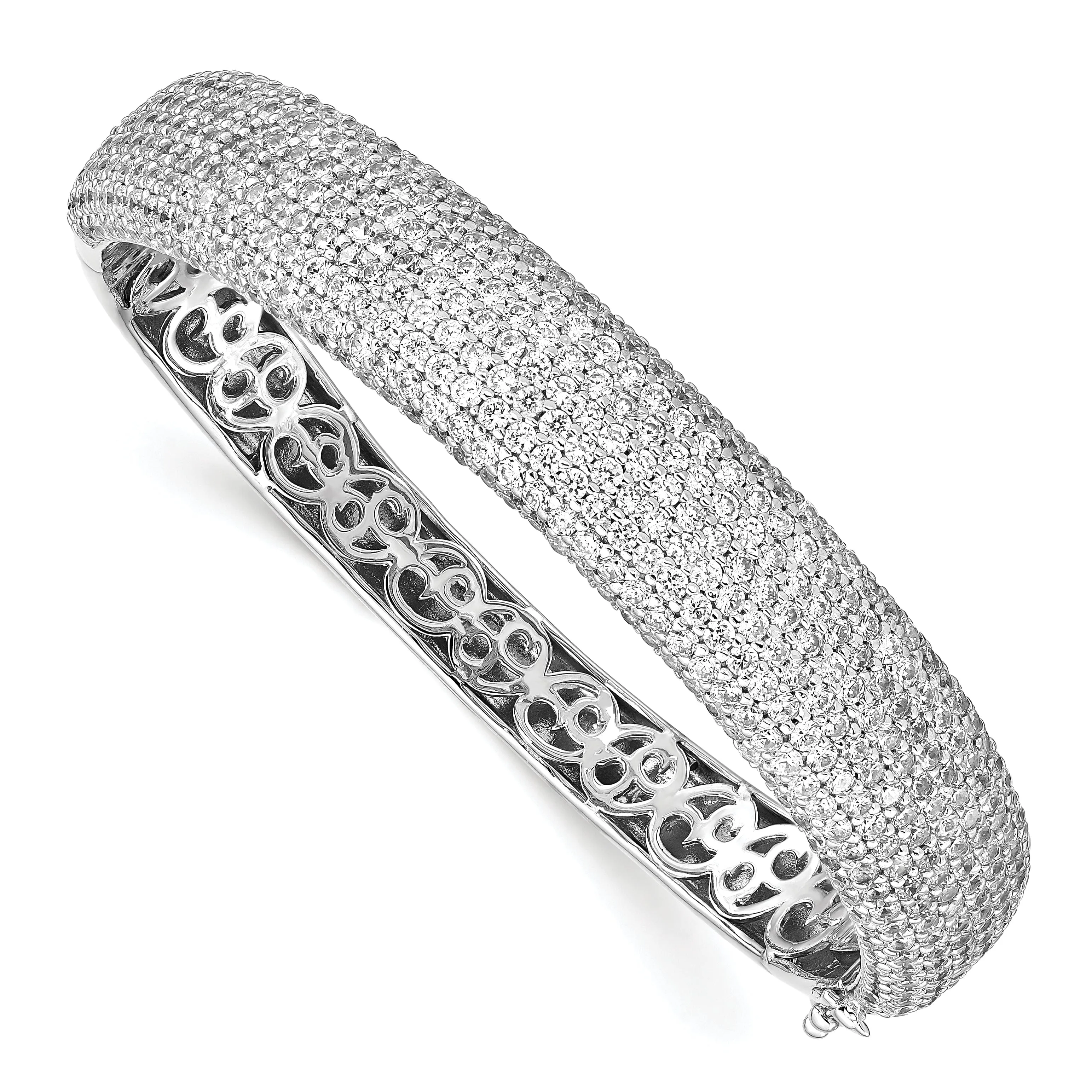 Sterling Silver Pave 504 Stone CZ Bangle