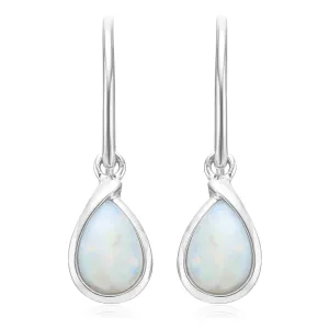 Sterling Silver Pear Cut 8x6mm Opal Earrings