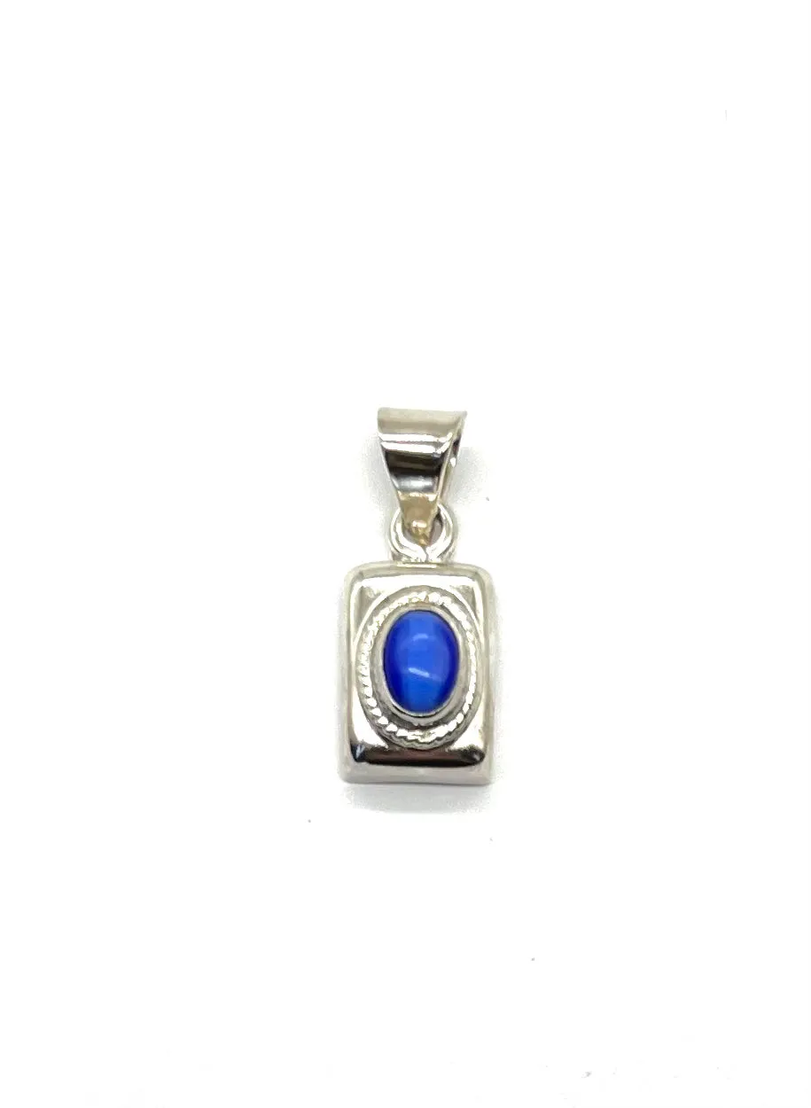 Sterling Silver Pendant with Blue Stone