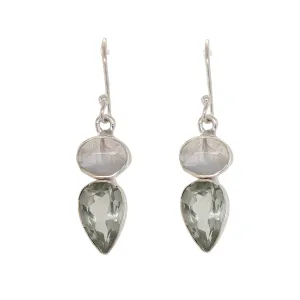 Sterling Silver Rainbow Moonstone with Prasiolite Dangle Earrings