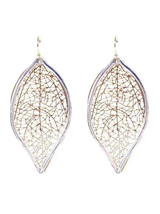 TE9573 Cut Out Leaf Earrings